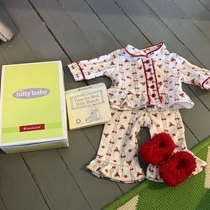 Rosy ribbon pajama set for bitty baby